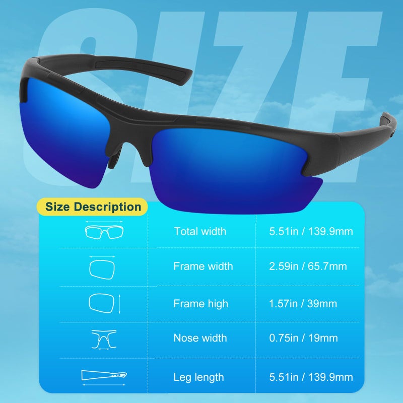 Duduma Polarized Sports Sunglasses for for Men Women Fishing Cycling Running Golf Driving Glasses Tr62 Superlight Frame (black matte frame with blue lens) - Image 4